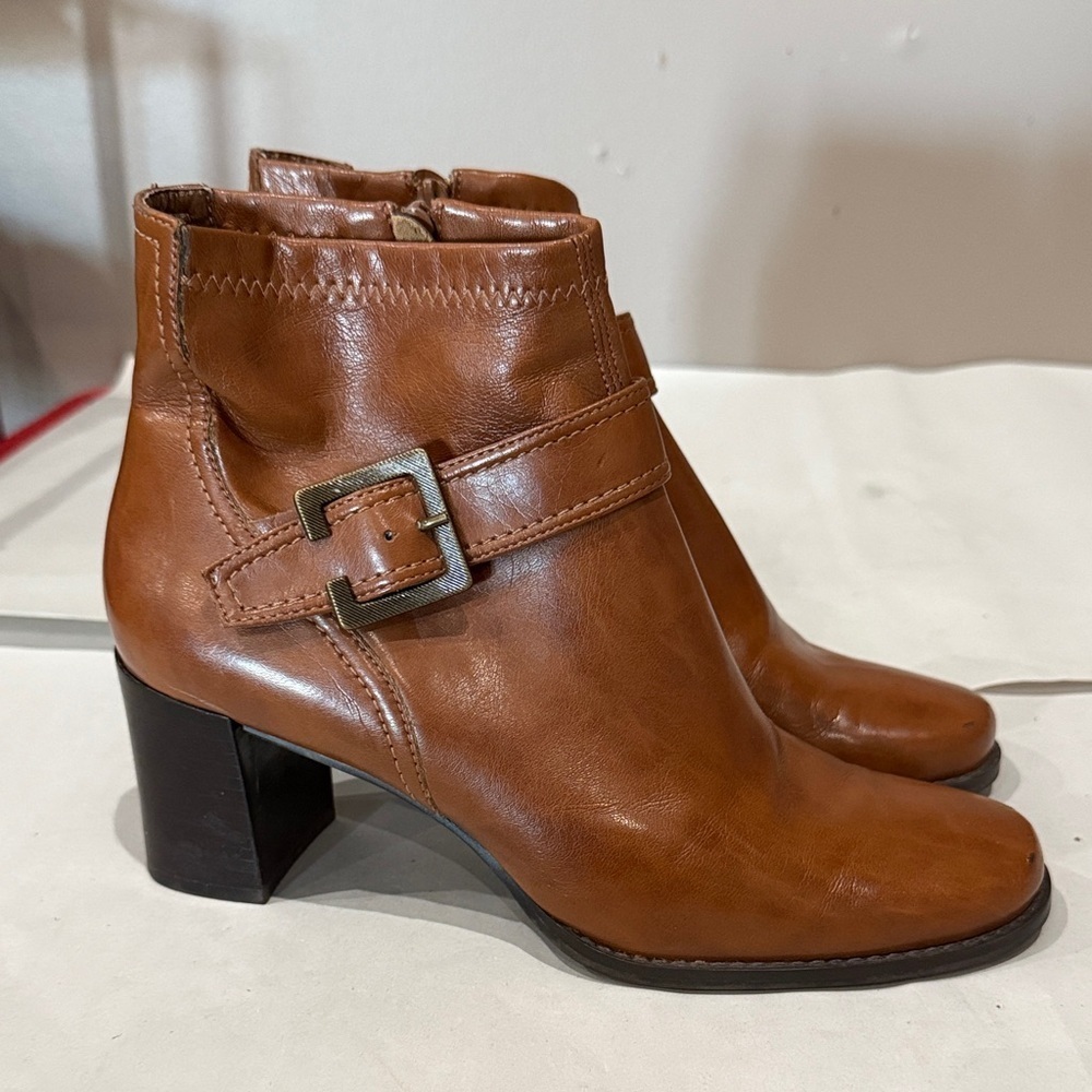 Franco Sarto Tan to brown Leather Ankle Boots with Buckle
